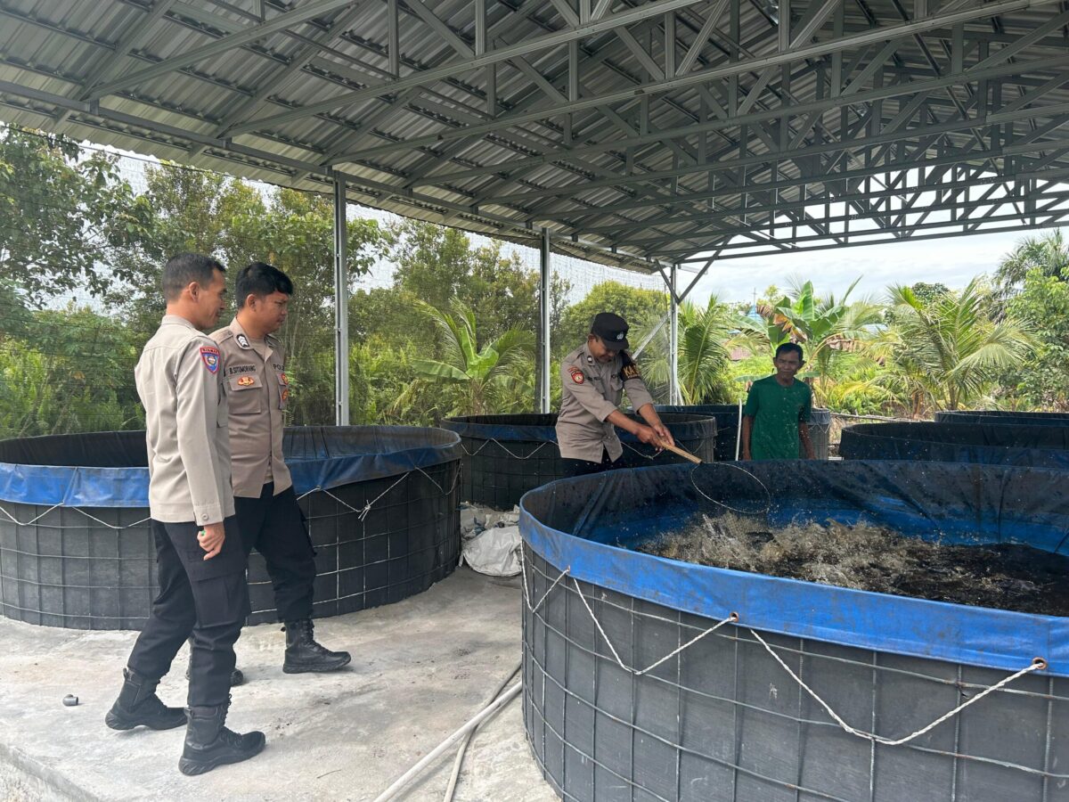 Anggota Polsek Bukit Batu Kunjungi Budidaya Ikan Lele dan Sosialisasikan Program Asta Cita