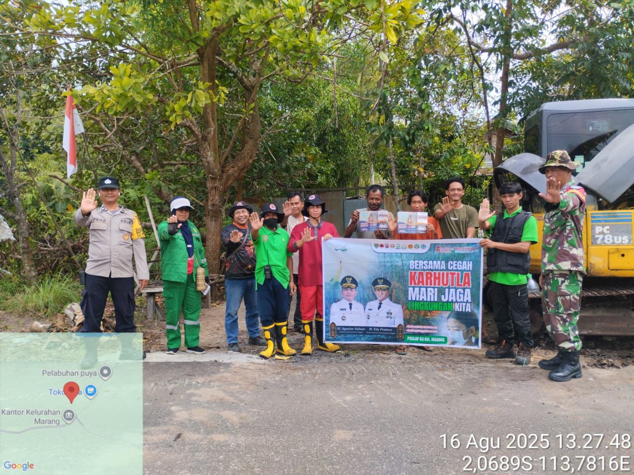 Bhabinkamtibmas Marang Dampingi Satgas Karhutla Laksanakan Patroli dan Sosialisasi di Lokasi Rawan Terbakar