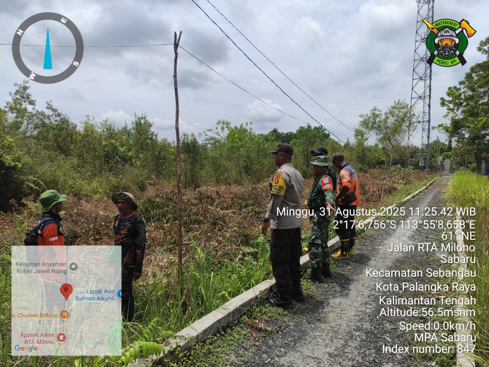 Patroli Cegah Karhutla, Polsek Sabangau ke Lokasi Rawan Api di Kelurahan Sabaru