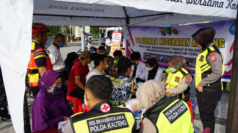 Wujud Kepedulian Kesehatan, Rumkit Bhayangkara Polda Kalteng Layani Pemeriksaan Gratis di CFD Palangka Raya