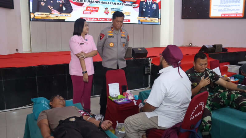 Donor Darah Serentak HUT Humas Polri ke-74, Polda Kalteng Dan Jajaran Targetkan 900 Kantong Darah
