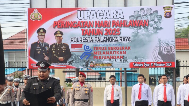 Kenang Jasa Pahlawan, Polresta Palangka Raya Gelar Upacara Peringatan Hari Pahlawan ke-80