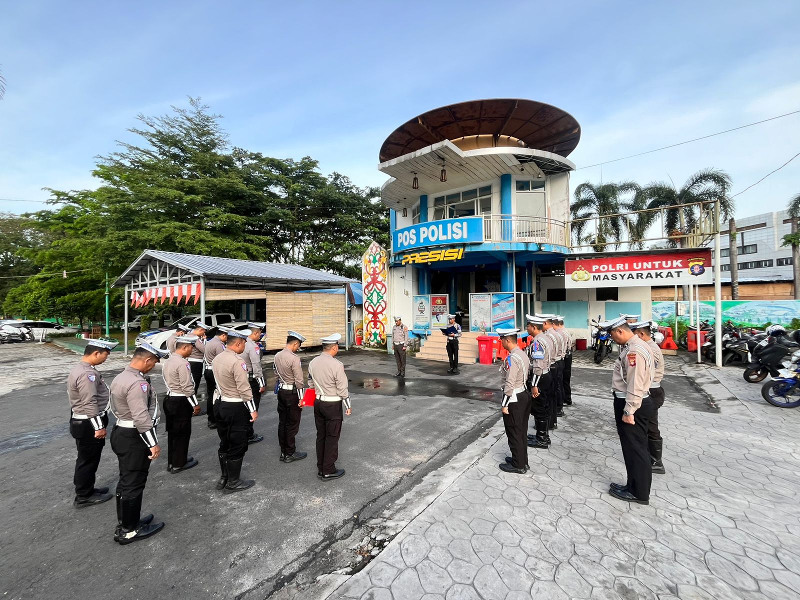 Awali Pagi Dengan Disiplin, Satlantas Gelar Apel Di Bundaran Besar Palangka Raya