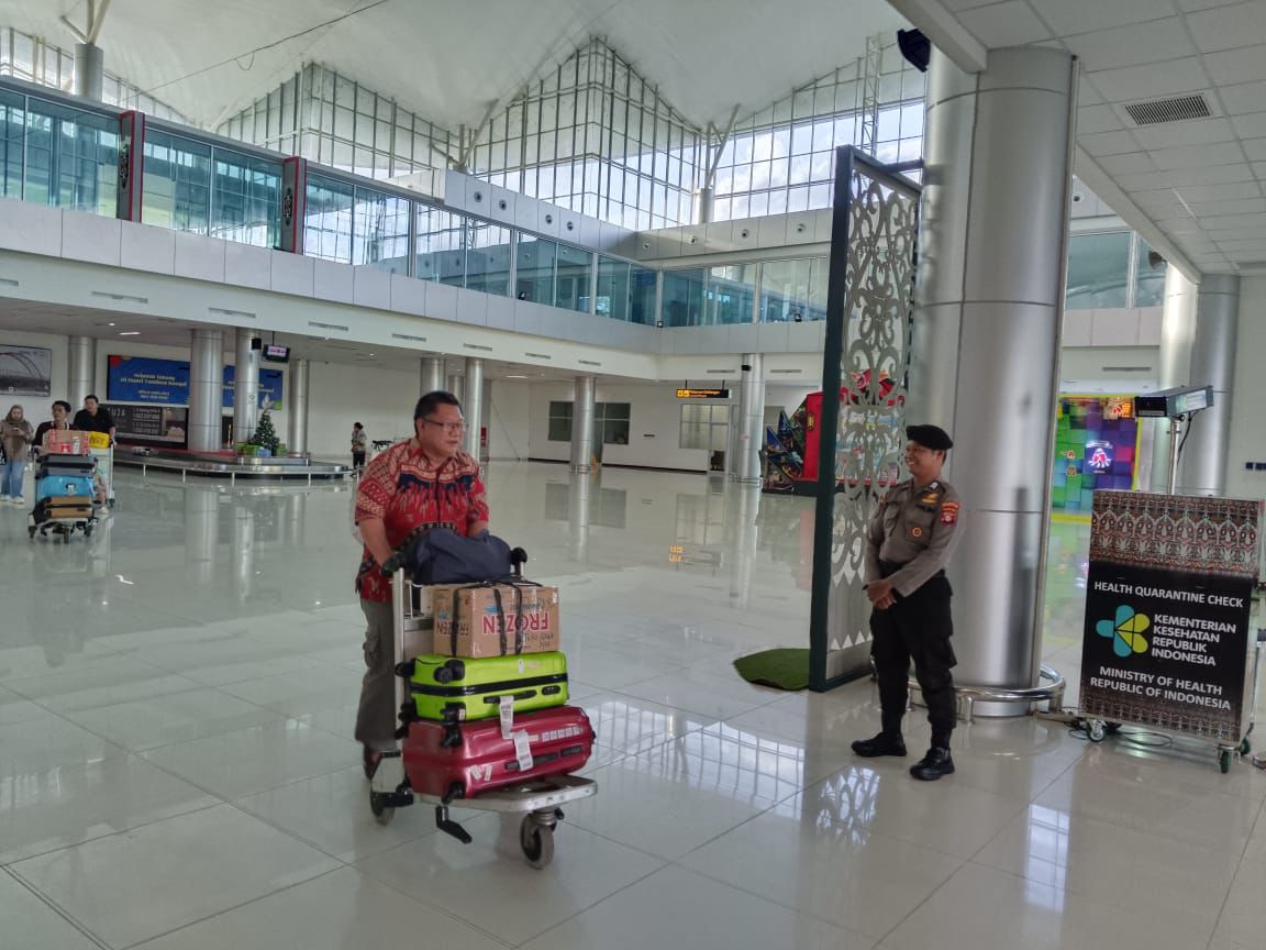 Demi Keamanan, Satpamobvit Polresta Palangka Raya Siagakan Personelnya di Bandara Tjilik Riwut