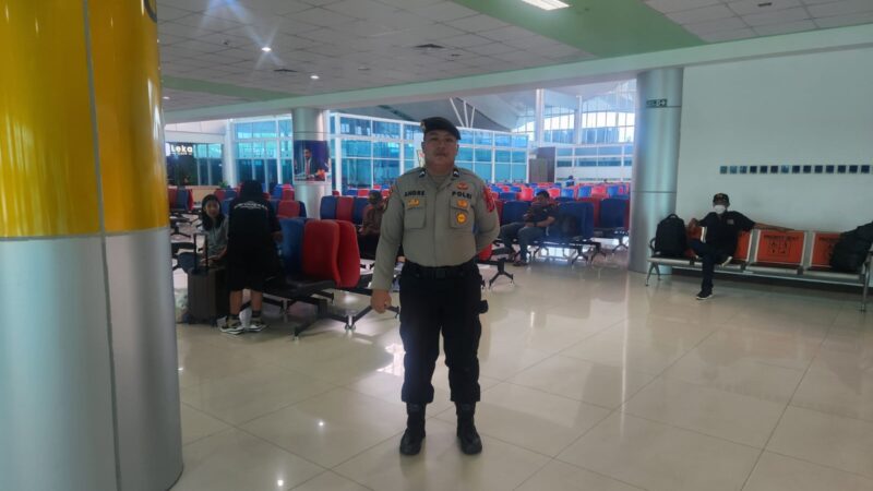 Amankan Aktivitas Penerbangan, Sat Pamobvit Polresta Palangka Raya Gelar Pos PAM di Bandara Tjilik Riwut