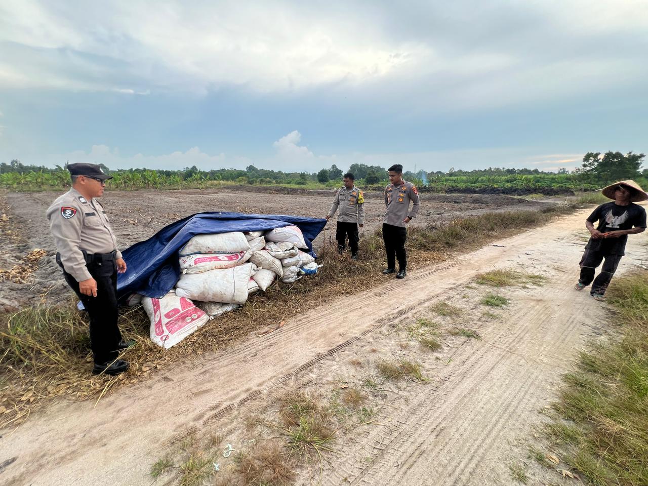 Dampingi Petani, Polsek Bukit Batu Tinjau Lahan Jagung dan Salurkan Bantuan Pupuk