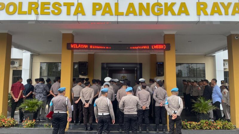 Dipimpin Kasiwas, Personel Polresta Palangka Raya Tetap Semangat Laksanakan Apel Pagi