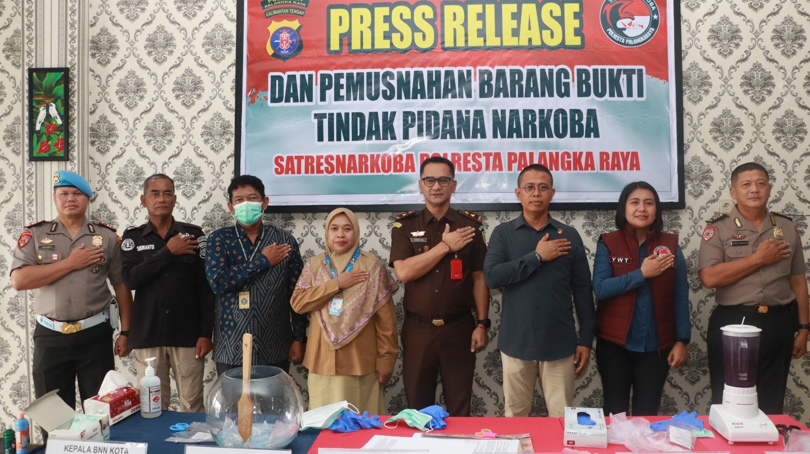 Bersinergi, Polresta Palangka Raya Musnahkan Ratusan Gram Barang Bukti Narkotika Hasil Pengungkapan Lima Kasus