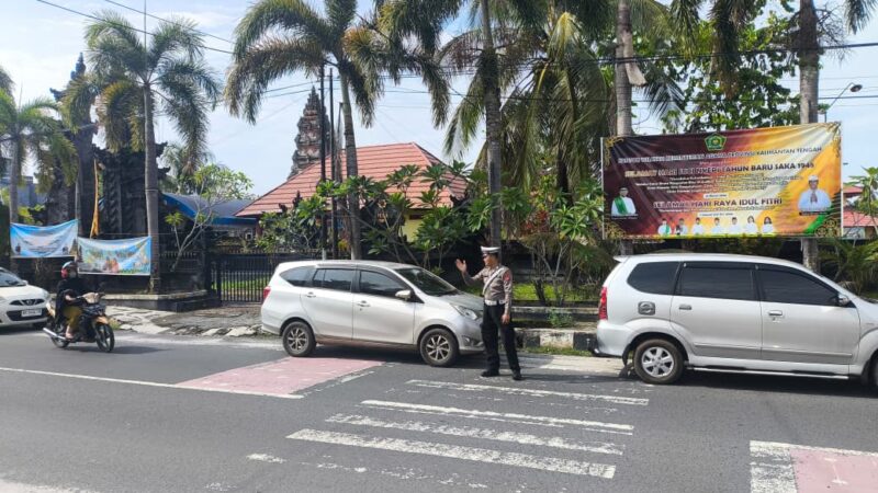 Satlantas Polresta Palangka Raya Jaga Kekhusyukan Ngambek Geni Nyepi 2026