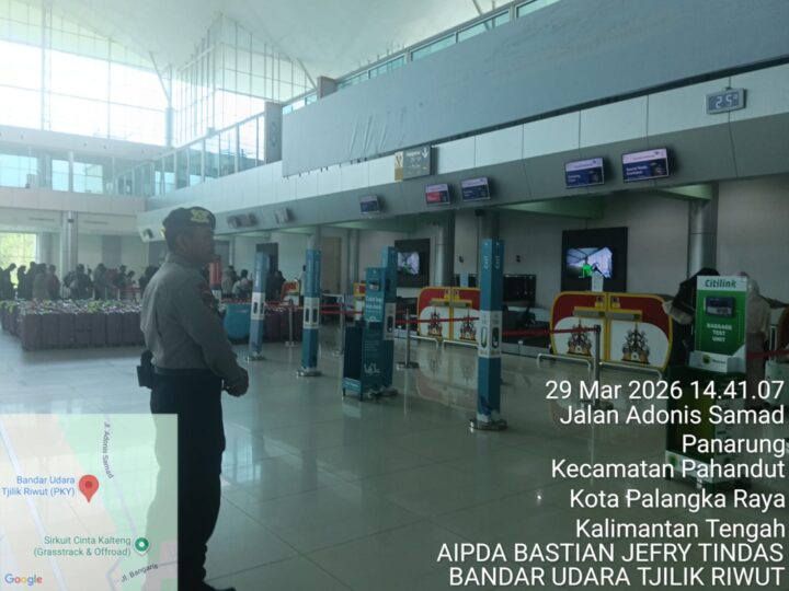 Siaga di Bandara Tjilik Riwut, Satpamobvit Polresta Palangka Raya Pastikan Aktivitas Penerbangan Aman