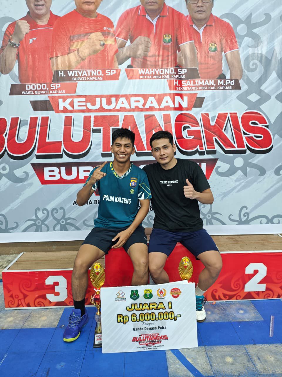 Prestasi Cemerlang, Personel Ditsamapta Polda Kalteng Berhasil Sabet Juara 1 dan 3 di Kejuaraan Bulutangkis Bupati Kapuas Cup 2026