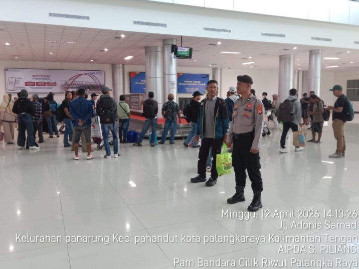 Pantau Aktivitas Penerbangan, Satpamobvit Polresta Palangka Raya Perketat Pengamanan Bandara