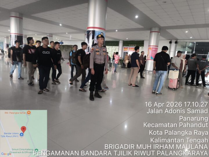 Di Bandara Tjilik Riwut, Satpamobvit Polresta Palangka Raya Terus Bersinergi Dukung Aktivitas Penerbangan