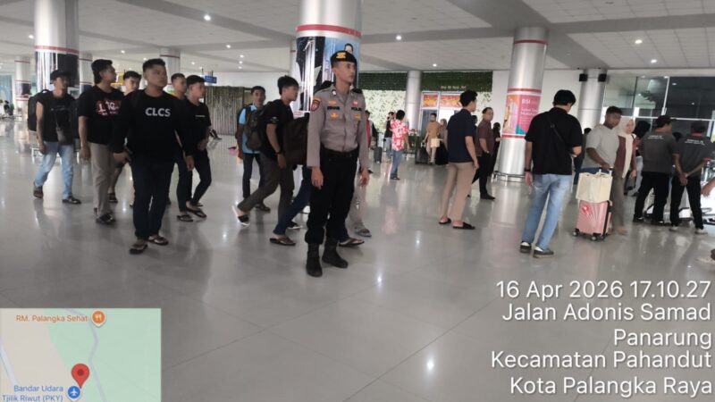 Di Bandara Tjilik Riwut, Satpamobvit Polresta Palangka Raya Terus Bersinergi Dukung Aktivitas Penerbangan