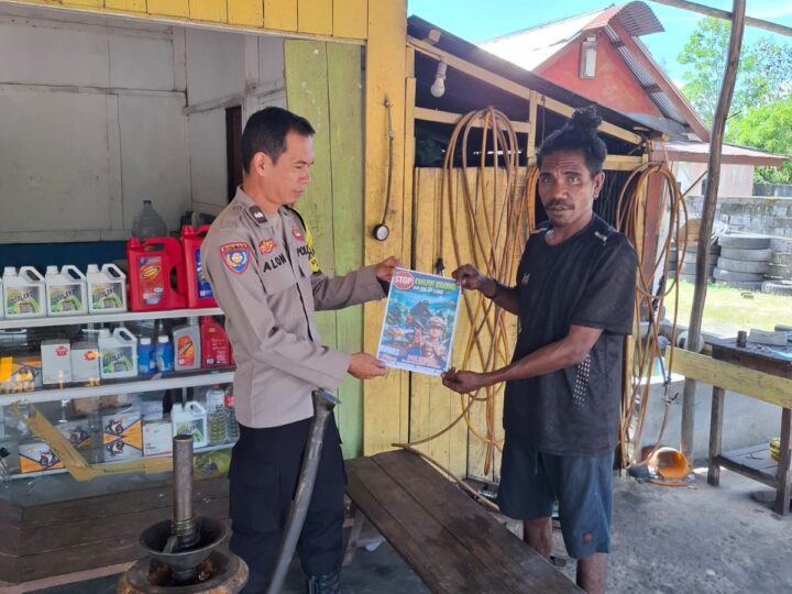 Di Tumbang Tahai, Bhabinkamtibmas Polsek Bukit Batu Secara Masif Sosialisasikan Larangan Knalpot Brong