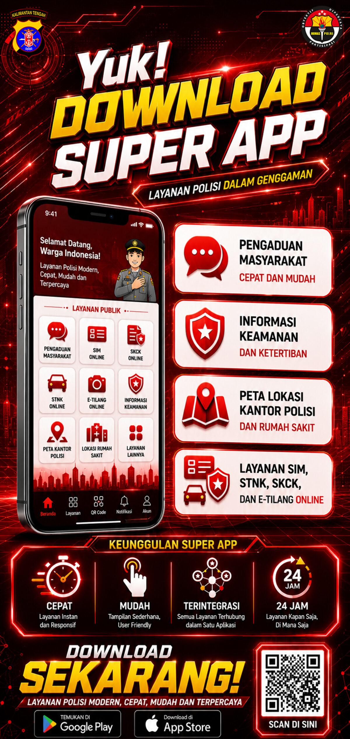 Permudah Akses Layanan Polisi, Polda Kalteng Ajak Masyarakat Unduh Aplikasi Super App