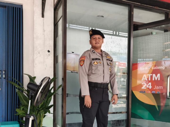 Demi Pertahankan Keamanan, Satpamobvit Polresta Palangka Raya Jaga Kantor Perbankan