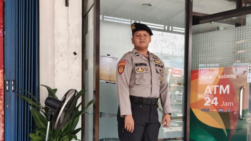 Demi Pertahankan Keamanan, Satpamobvit Polresta Palangka Raya Jaga Kantor Perbankan