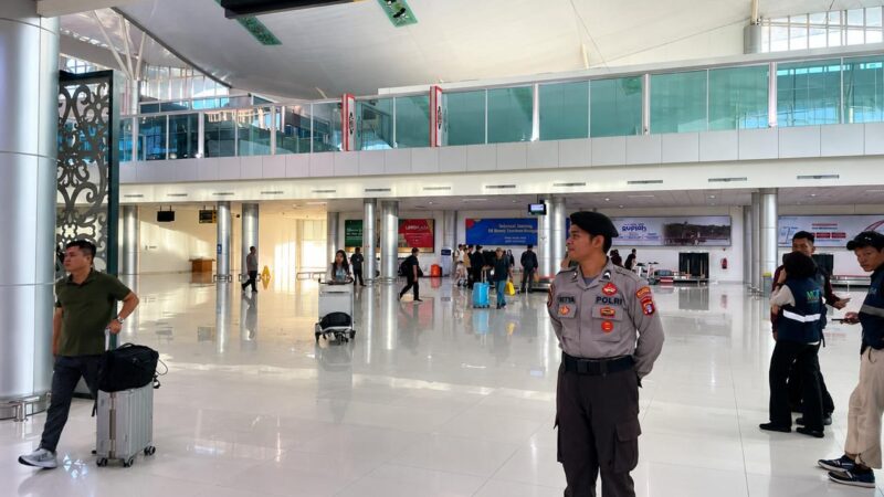 Personel Satpamobvit Polresta Palangka Raya terus Intensifkan Pengamanan di Lokasi Bandara Tjilik Riwut
