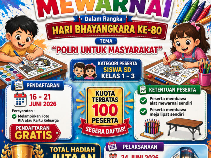 Semarakkan Hari Bhayangkara ke-80, Polda Kalteng Gelar Lomba Mewarnai untuk Anak SD