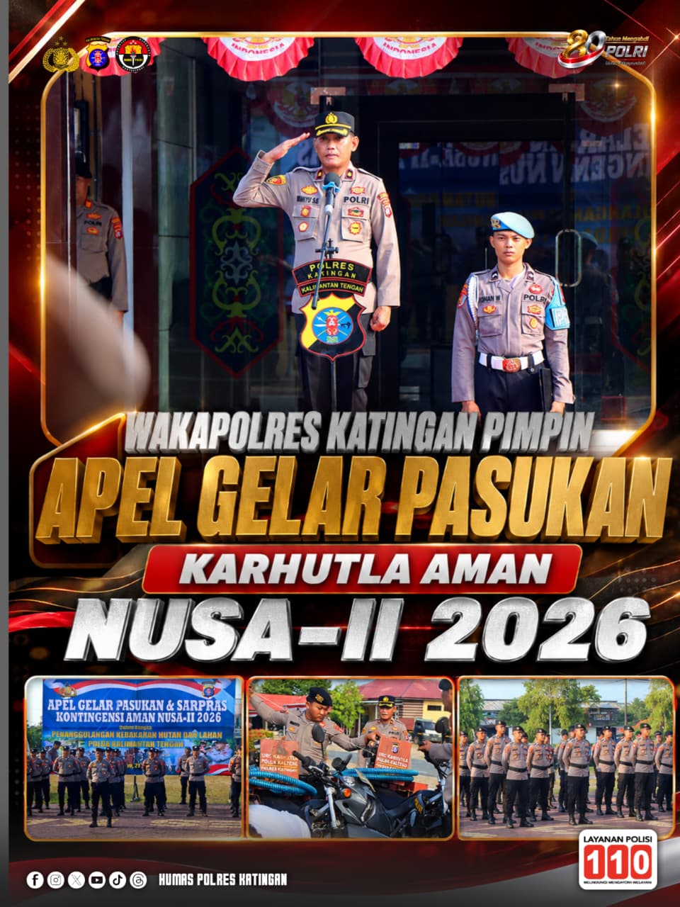Wakapolres Katingan Pimpin Apel Gelar Pasukan Karhutla Aman Nusa-II 2026