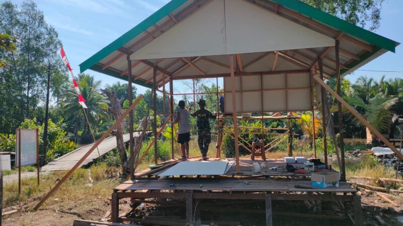Pos Kamling TMMD Ke-129 Makin Berbentuk, Peltu Wahyu: Dibangun untuk Keamanan dan Kebersamaan Warga
