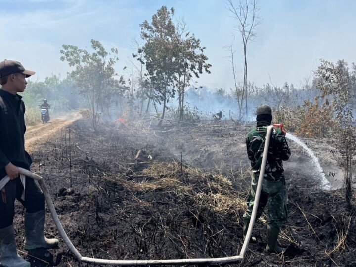 Tak Kenal Lelah, Personel Kodim 1016/Plk Terus Padamkan Api Karhutla