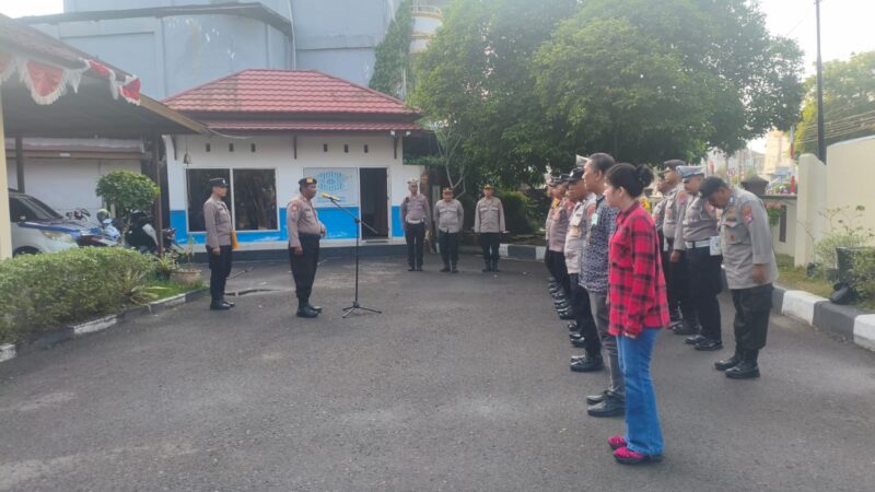 Berikan Amanat, Kanitsamapta Polsek Pahandut Imbau Personel Tetap Jaga Soliditas