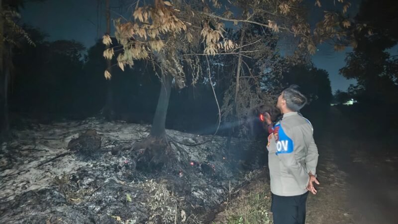 Cek Hotspot Malam Hari, Polsek Sabangau Pantau Lahan Terbakar di Kalampangan