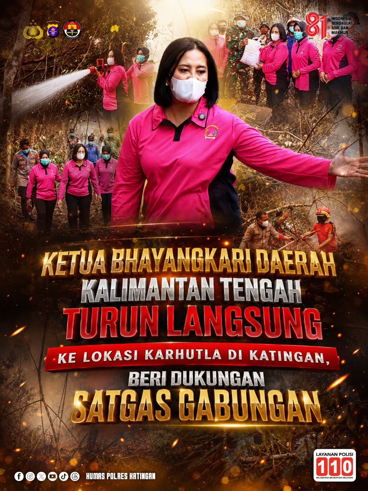 Ketua Bhayangkari Daerah Turun Langsung ke Lokasi Karhutla, Beri Dukungan Satgas Gabungan