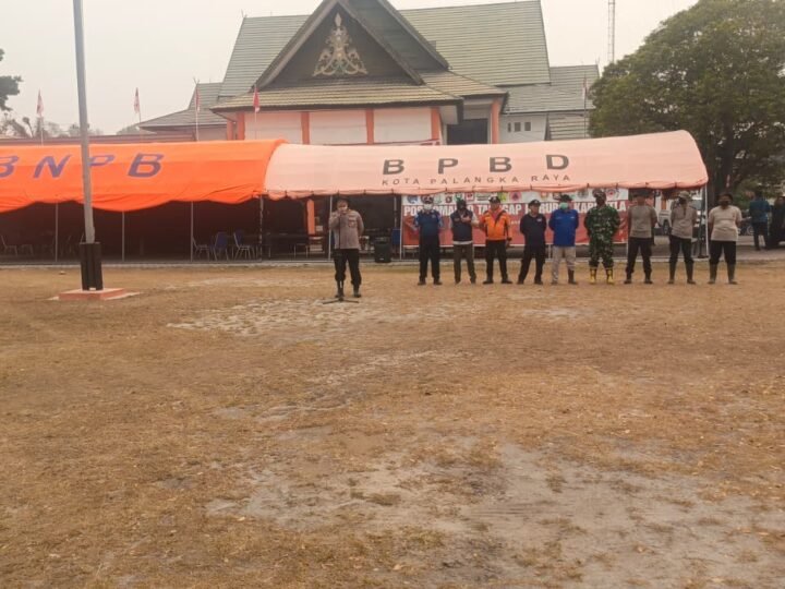 Siap Tangani Karhutla, Satgas Polresta Palangka Raya Ikuti Apel Persiapan di Kantor BPBD Kota