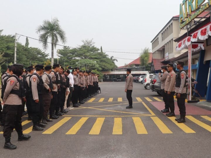 Siapkan Pam Aksi Damai, Polresta Palangka Raya Gelar Apel Kesiapan di Kanwil ATR/BPN Kalteng