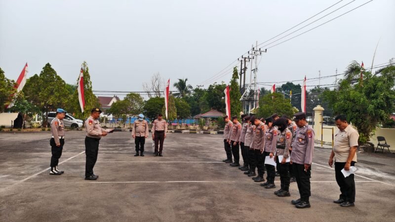 Akhiri Pelaksanaan Tugas, Kanitpamwaster Pimpin Apel Sore Personel Satfung Polresta Palangka Raya