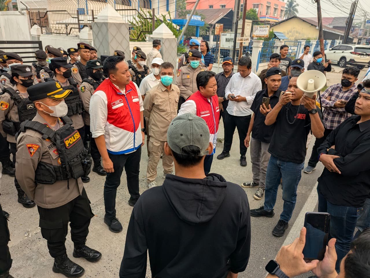 Berjalan Kondusif, Polresta Palangka Raya Tuntaskan Pam Aksi Damai di Kantor Pertamina Kalteng
