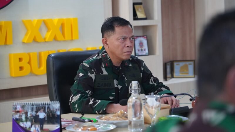 Pangdam Xxii/Tb Ikuti Video Conference Evaluasi Kasad
