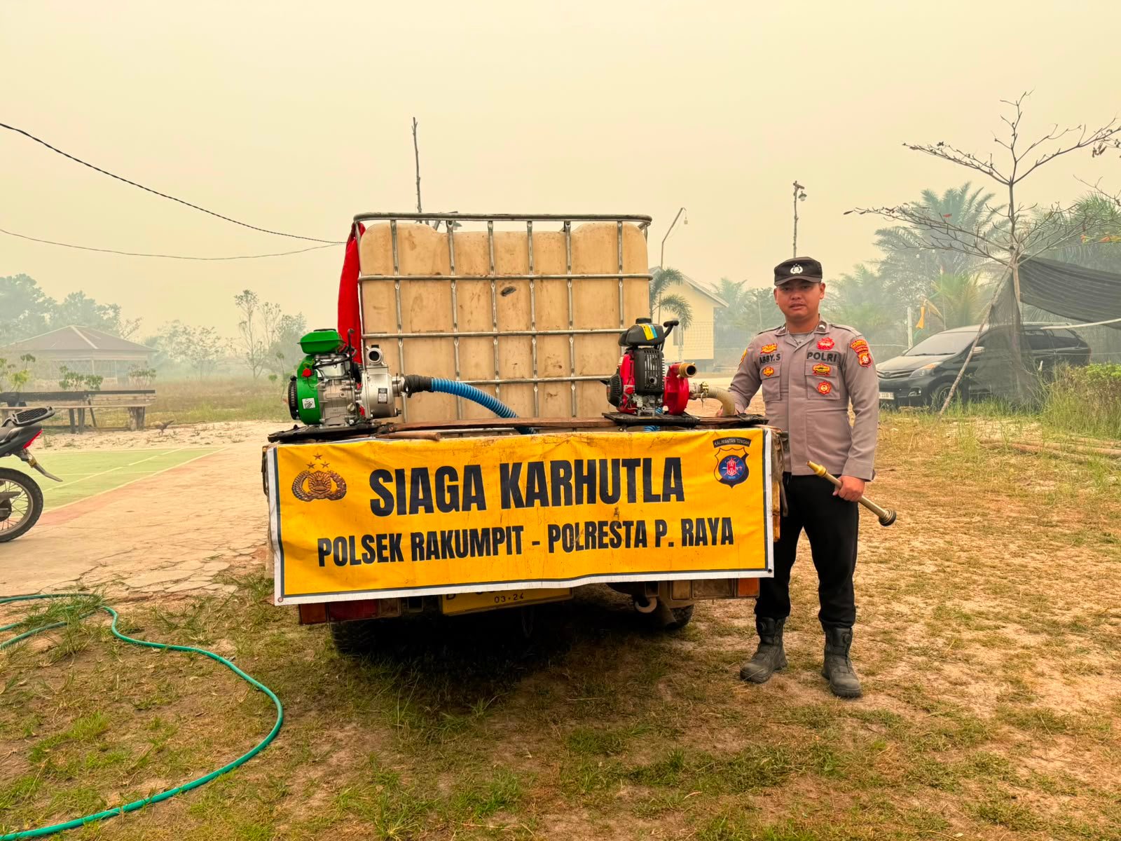 Akhir Pekan, Personel Polsek Rakumpit Tetap Cek Kesiapan Sarpras Karhutla