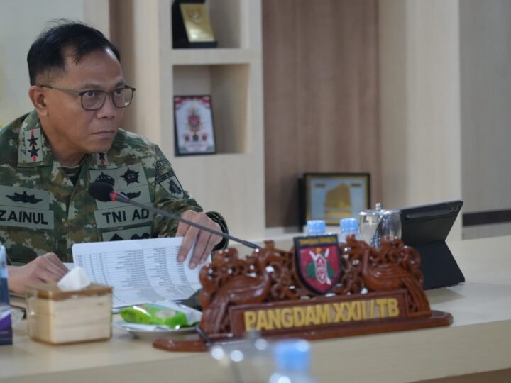Pangdam XXII/TB Ikuti Vicon Rapat Evaluasi KDKMP