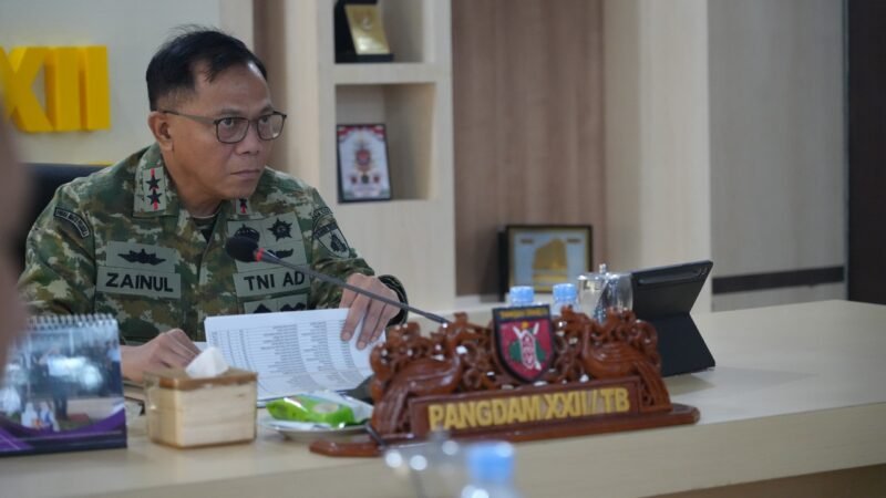 Pangdam XXII/TB Ikuti Vicon Rapat Evaluasi KDKMP