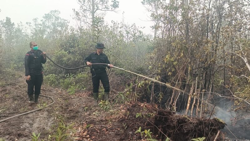 Hari Minggu Tak Surutkan Semangat Personel Polda Kalteng Padamkan Karhutla Demi Masyarakat