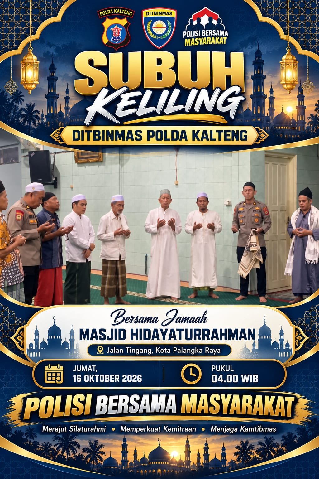 Subuh Keliling Ditbinmas Polda Kalteng di Masjid Hidayaturrahman Palangka Raya, Perkuat Kedekatan Polri Dengan Masyarakat
