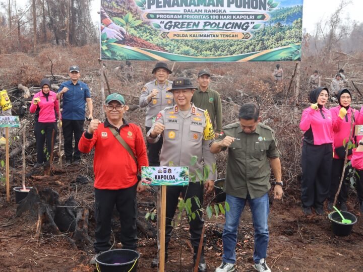 Kapolda Kalteng Bersama Bhayangkari Tanam 1000 Pohon Belangiran, Wujudkan Green Policing Lahan Bekas Karhutla Tumbang Nusa